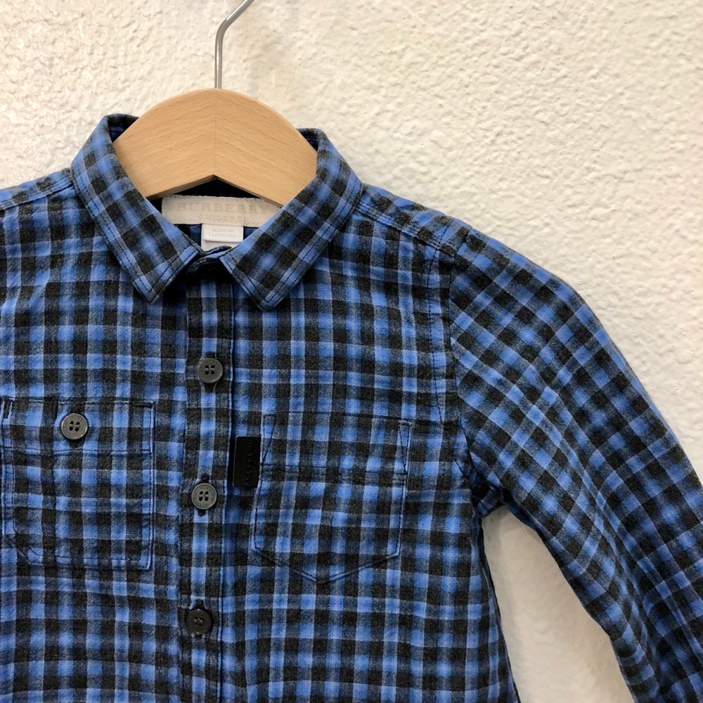 Burberry Charcoal Gray and Blue button up